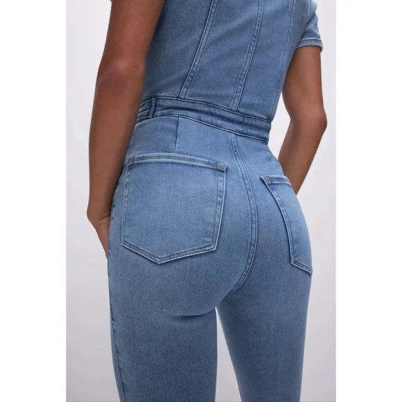 NWT Good American Fit For Success Denim Jumpsuit – Medium Blue Wash, Size Small - Picture 5 of 7